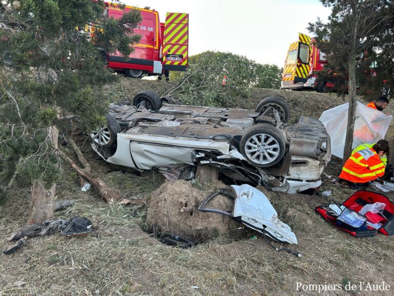 La Redorte dans l’Aude : sa voiture retrouvée retournée sur le toit en contrebas de la RD72 au petit matin, un homme de 36 ans déclaré mort malgré les tentatives de réanimation